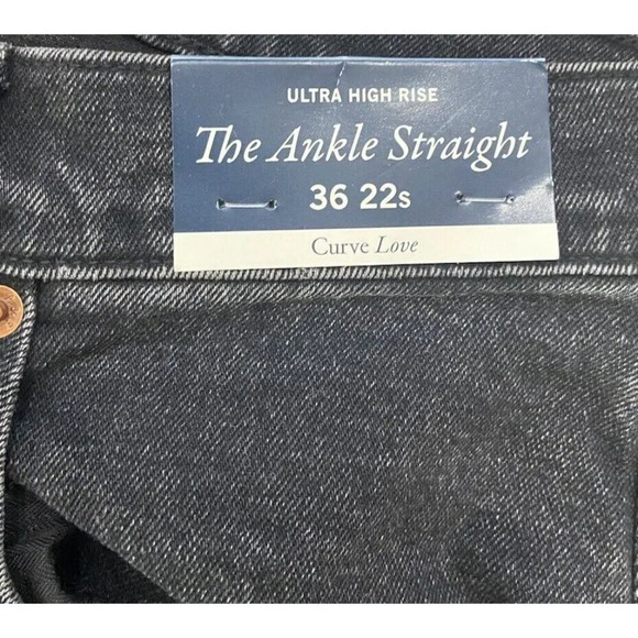NWT Abercombie & Fitch Curve Jeans Jen Reed Ankle Straight Black 36 22 Short New - Picture 3 of 5